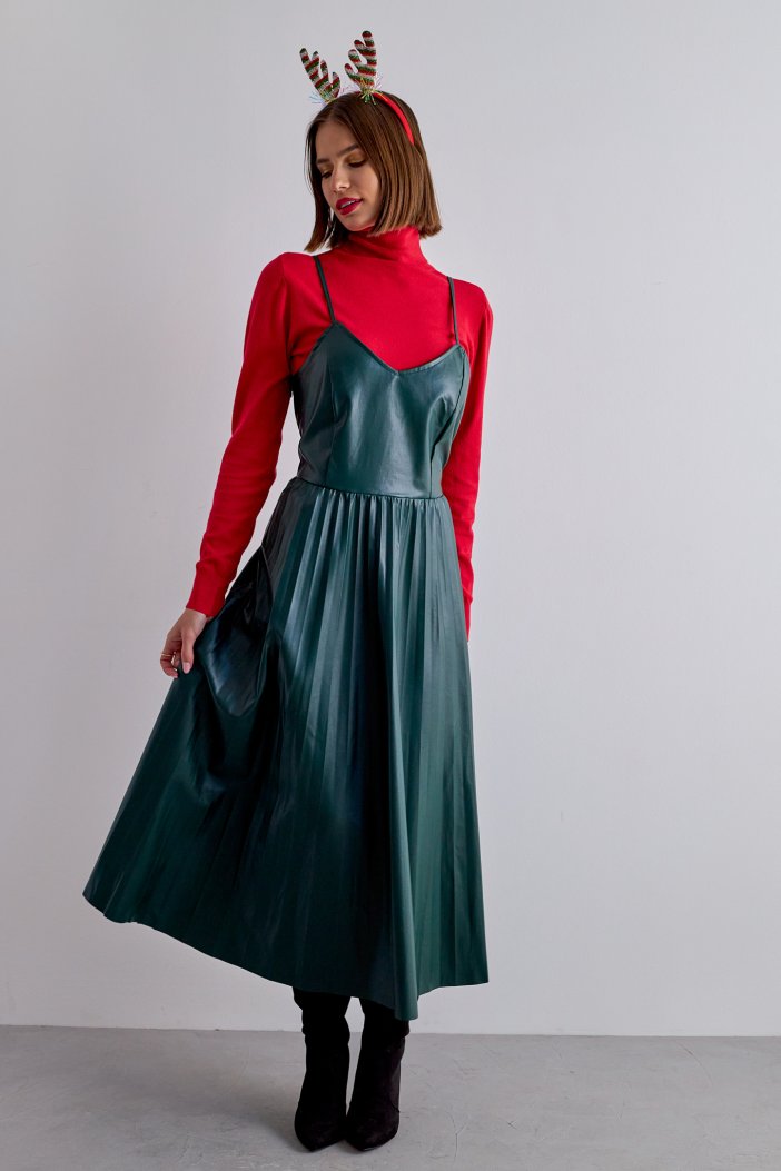 Green leather dress Marsia