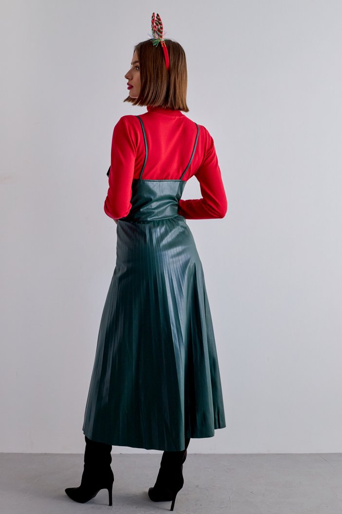 Green leather dress Marsia