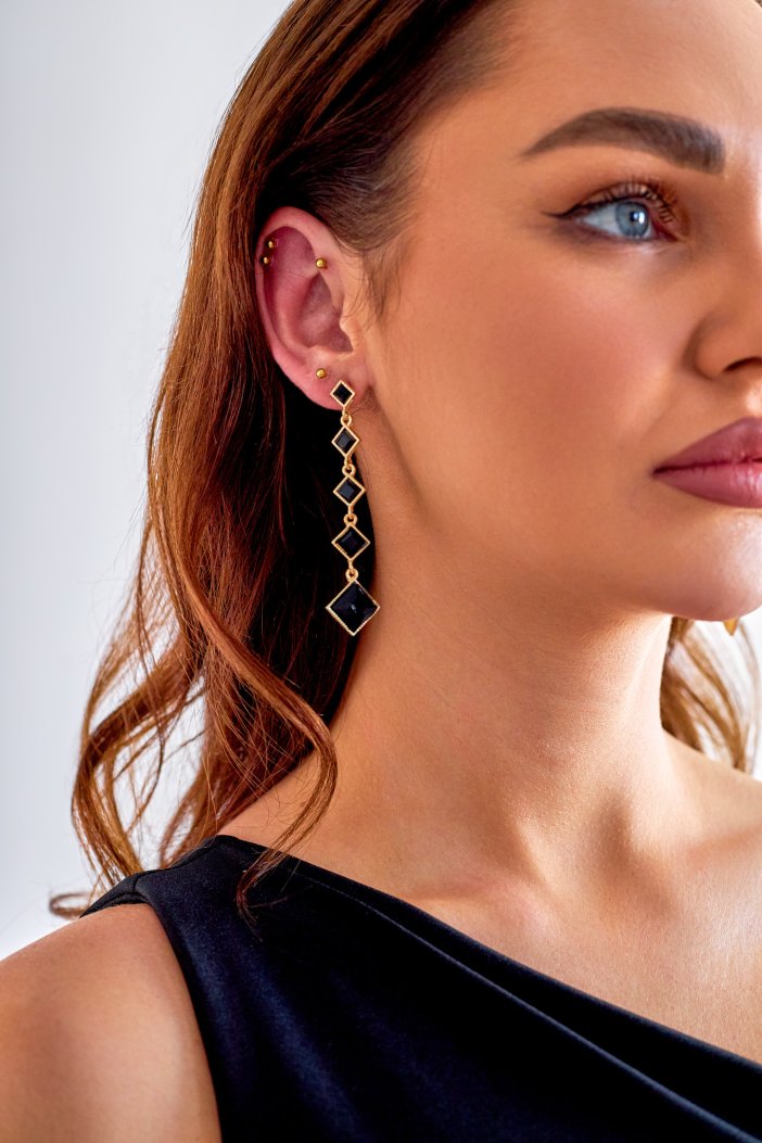 Golden earrings Black