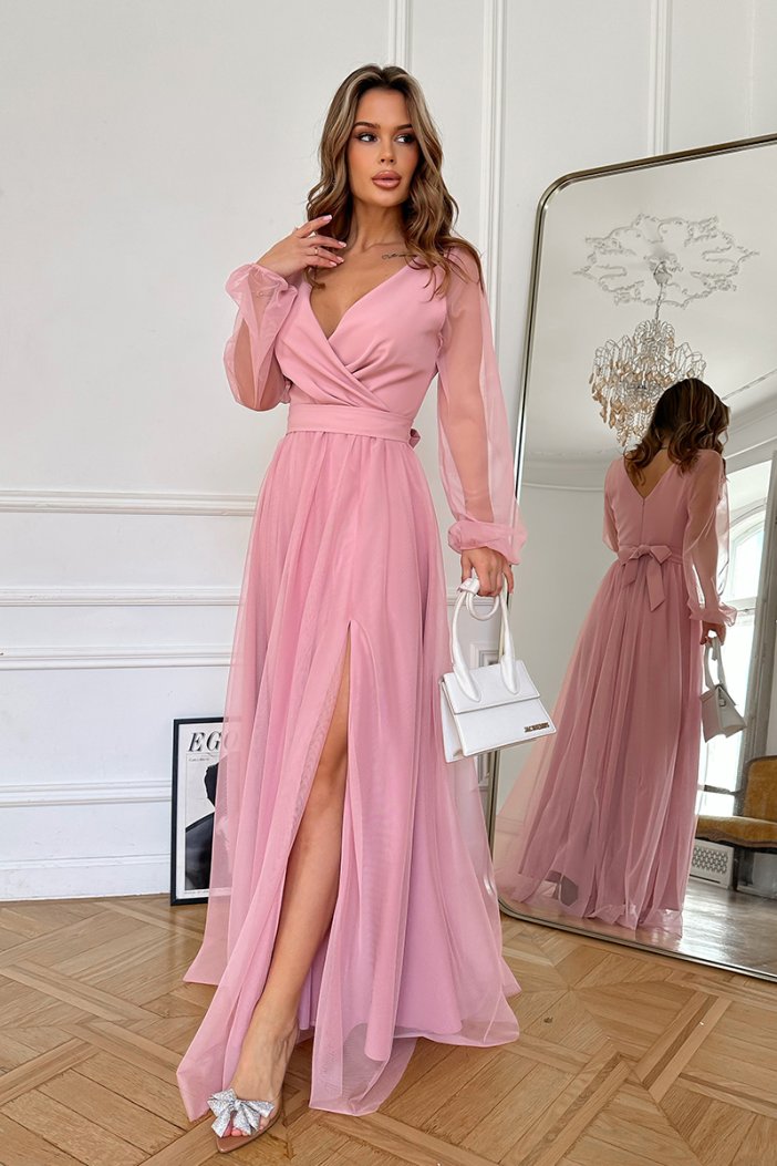 Růžové společenské šaty Estella