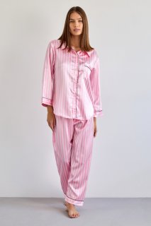 Růžové saténové pyžamo Poly
