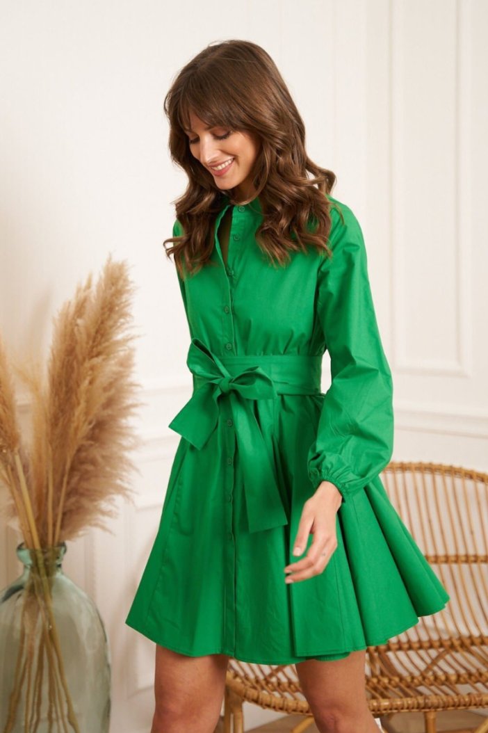 Green A-cut dress Celia
